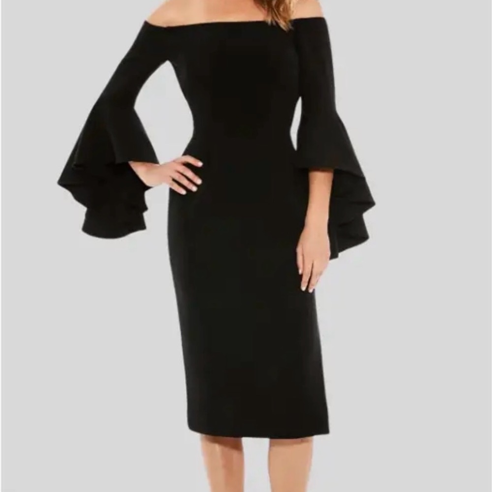 Black off the shoulder midi